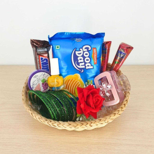 Shrawan Festive Basket with Accessories, Cookies & Chocolates JNK-7287