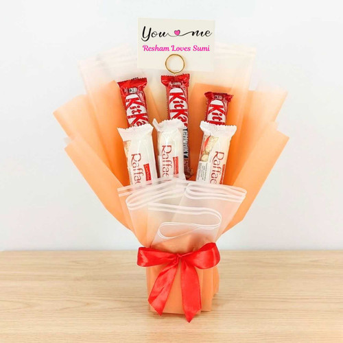 Personalized Love Message Card & Chocolate Bouquet DKG-881