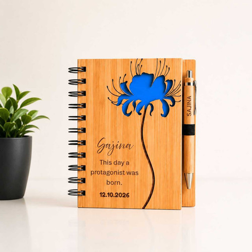 Personalized Spider Lily Journal & Pen Gift Set - Birthday Set SK-3023
