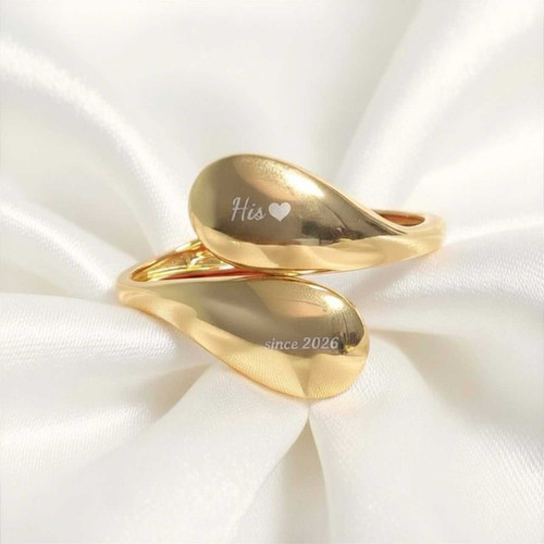 Personalised Milestone Date Engraved On Golden Teardrop Bangle SK-3038