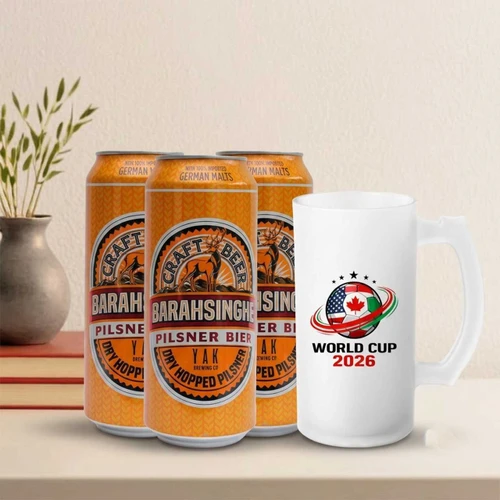 Beer Hamper with World Cup Printed Beer Glass Mug DKG-925
