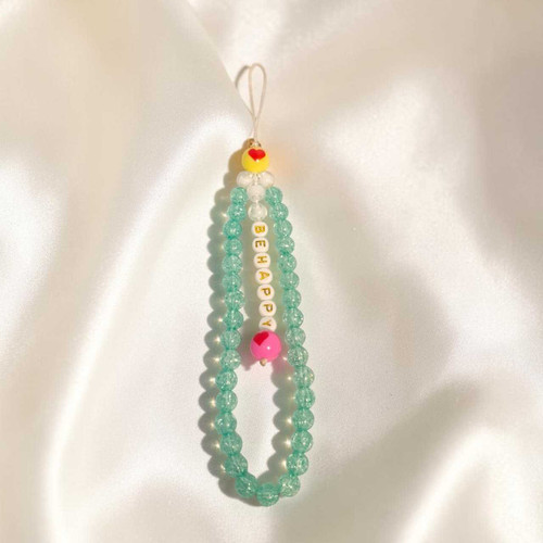 Be Happy Mobile Charm with Colorful Bead Design MKH-32
