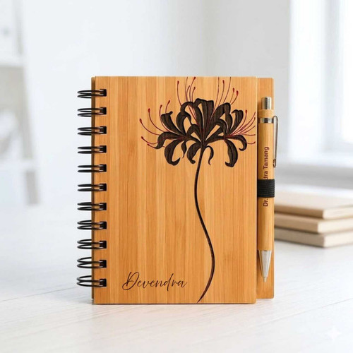 Personalized Wooden Journal & Engraved Bamboo Pen Combo SK-3052