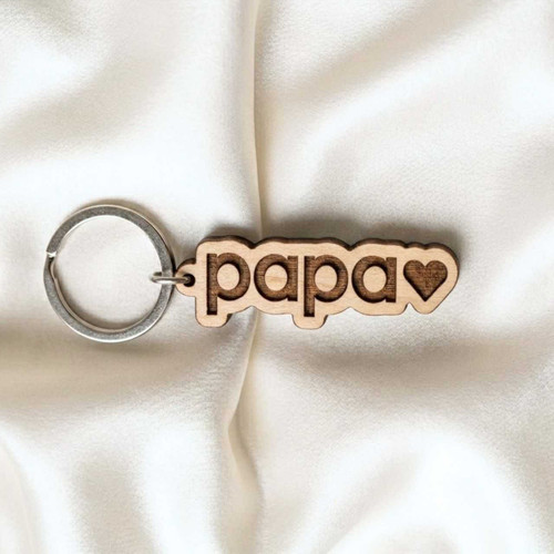 Personalized Papa Wooden Keychain SK-3063