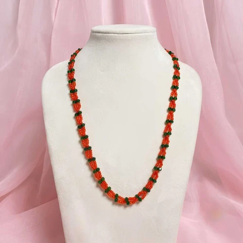 Twisted Orange & Green Beaded Pote Pote-129