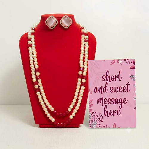 Elegant Necklace & Earring Gift Set With Personalize Card SPM-797