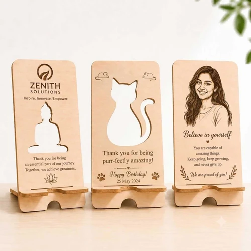 Wooden Mobile Stand with Laser Engraving DKG-988