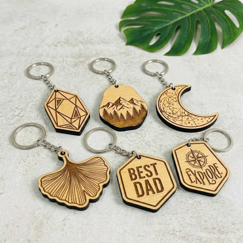 Customizable Wooden Keychain with Laser Engraving DKG-992