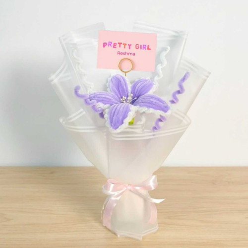 Fuzzy Lavender Lily Gift Bouquet with Personalized Card SK-3076