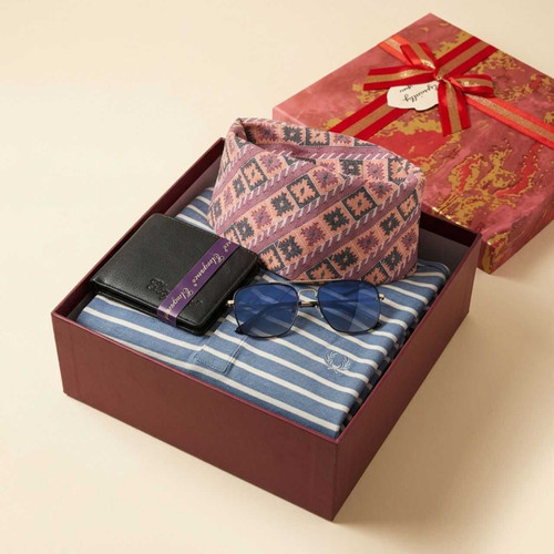 Gentleman’s Gift Combo with T-Shirt, Sunglasses, Wallet & Dhaka Topi JNK-7387