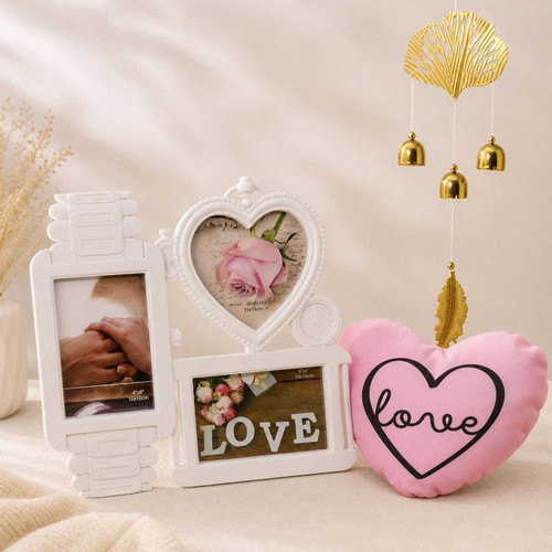 Love & Blessings Gift Set with Photo Frame, Cushion & Wind Chime JNK-7389