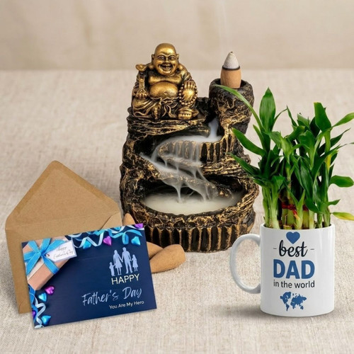 Father’s Day Lucky Bamboo & Laughing Buddha Gift Set