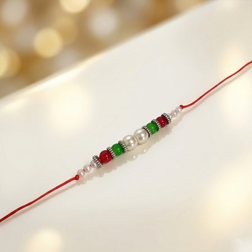 Handmade Traditional Pearl & Bead Rakhi