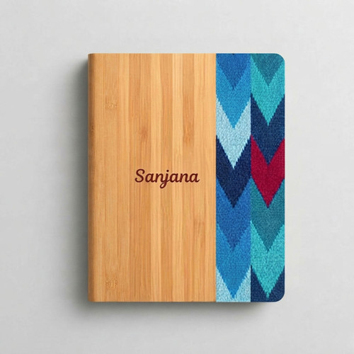 Wooden Notebook with Dhaka Pattern & Personalized Name Engraving