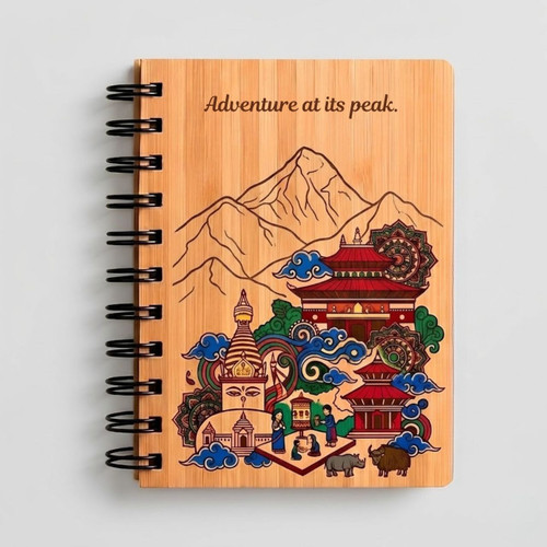 Wooden Notebook with Adventure at its peak & Himalayan Art