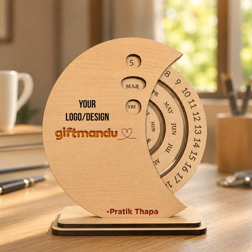 Customizable Wooden Desk Calendar with Rotating Mechanism SK-3136