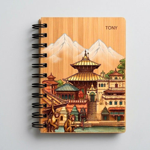 Pashupatinath Temple Artwork Wooden Diary DKG-1063
