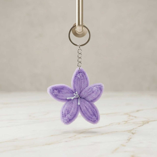 Purple Fuzzy Lily Flower Keyring SK-3140