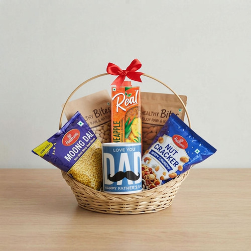 Premium Dad Gift Basket with Snacks & Mug