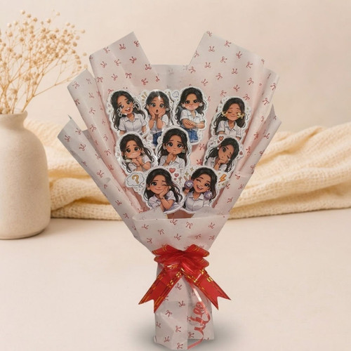 Earrings Gift Set with Anime Themed Sticker Bouquet