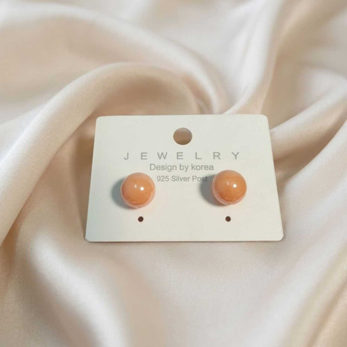 Light Orange Pearl Stud Earrings - Medium JR-428