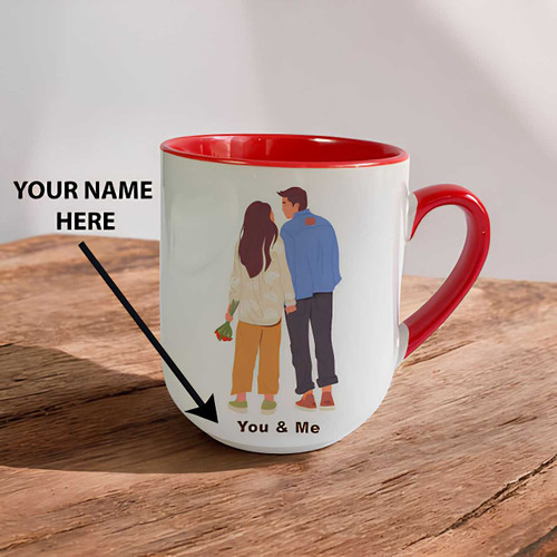 Personalized Photo & Name Printed Red Handled Mug SPM-799