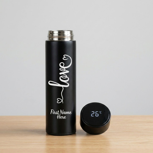 Stainless Steel Vacuum Flask LED Temperature Display Bottle with Love & Name Printed
