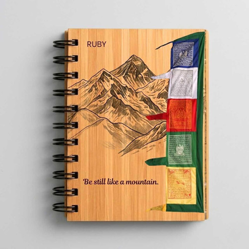 Calm & Peace Personalised A5 Wooden Journal Diary SK-3190
