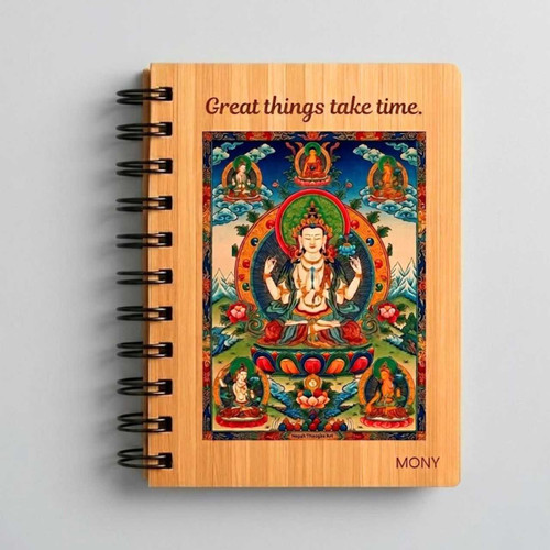 Personalized Nepal Thangka Art Wooden Diary DKG-1107