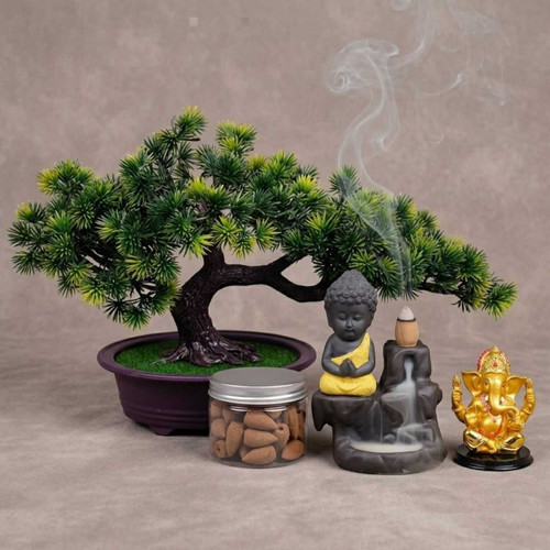 Artificial Bonsai, Little Buddha Incense Burner & Ganesh Statue JNK-7454