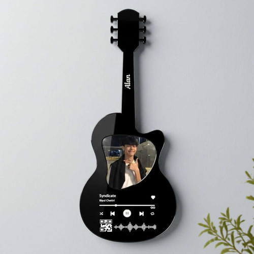 Personalized Black Acrylic Guitar Music Frame SK-3203