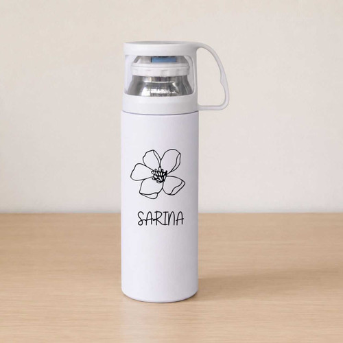 Name Printed Stainless Steel Vacuum Thermos with Mug Lid DKG-1117