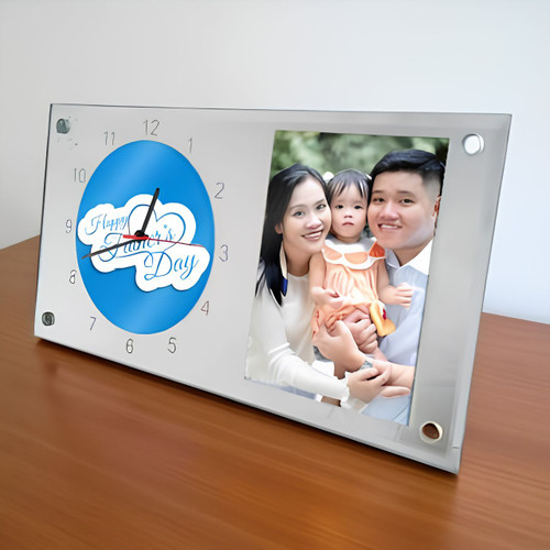 Personalized Father’s Day Glass Photo Clock SK-3218
