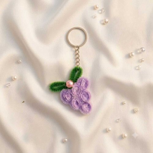 Cute Fuzzy Grape Cluster Keychain SK-3222