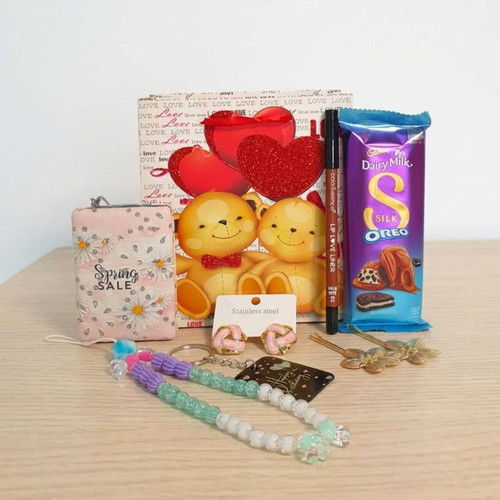 Birthday Gift Bag with Earrings, Chocolate & Mobile Charm JNK-7475