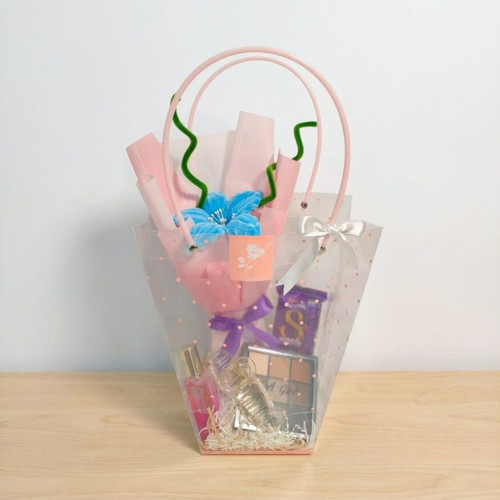 Elegant Beauty & Fuzzy Floral Bouquet Surprise Gift Hamper