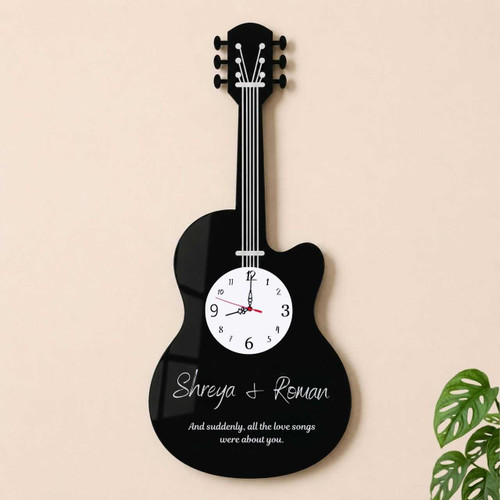 Personalized Acrylic Love Guitar Clock SK-3262