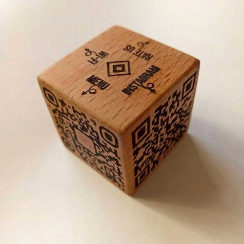 Wooden Multi Function QR Code Table Cube DKG-1174