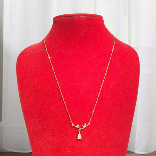 Stainless Steel Gold Leaf Pendant Necklace JL-156