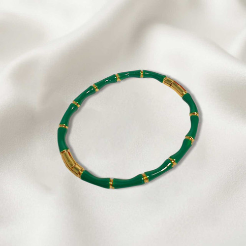 Stylish Green Bracelet with Gold-Tone Secure Lock Bala-19