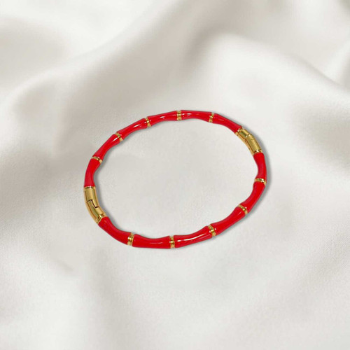 Red Bracelet with Secure Gold-Tone Closure Bala-20
