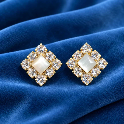 Luxury Square Crystal Stud Earrings JR-447