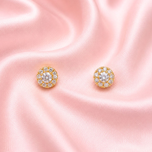 Sparkling Round Stud Earrings