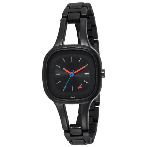 Fastrack Black Dial Brass Strap Watch For Women - (6147NM02)