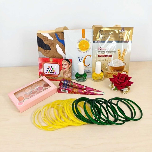 Shrawan Beauty & Accessories Gift Set with Bangles Medium Size, Mehendi & Makeup Essentials JNK-7526