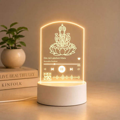LED Acrylic Frame with Om Jai Lakshmi Mata Design with Favorite Song Engraved JNK-7529