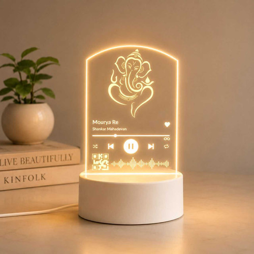 Lord Ganesh Engraved LED Acrylic Frame with Favorite Song JNK-7530