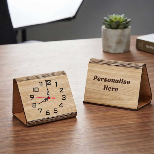 Customizable Wooden Triangle Desk Clock DKG-1295