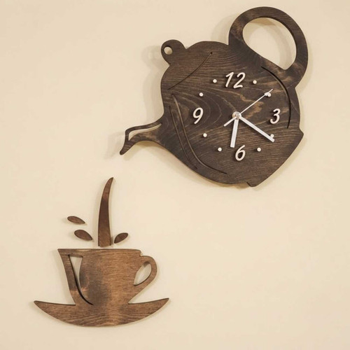 Teapot Wooden Wall Clock Décor DKG-1305