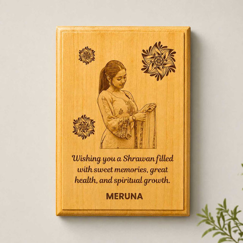 Personalized Shrawan Blessings Wooden Photo Plaque SPM-846